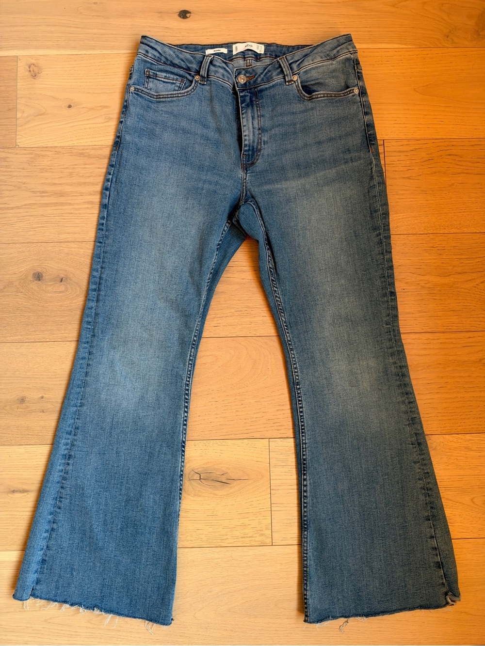 Mango Women's Flared Jeans in Medium Blue Wash